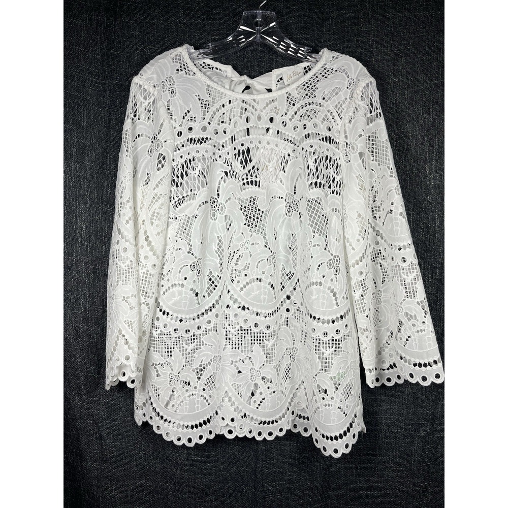 $228 NWT Lilly Pulitzer Sz 8 Oaklynn Tunic Lace White Palms Paradise Ribbon New - Picture 1 of 15